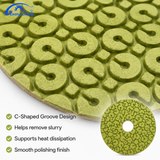 4 Inch C-Shaped Diamond Polishing Pads for Stone Wet/Dry Use