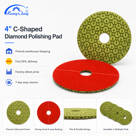 4 Inch C-Shaped Diamond Polishing Pads for Stone Wet/Dry Use