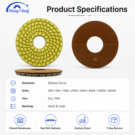 HUANGCHANG 10 Inch Diamond Floor Polishing Pad