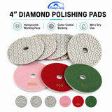 4 Inch Honeycomb Diamond Polishing Pads Wet/Dry for Granite Marble Concrete
