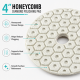 4 Inch Honeycomb Diamond Polishing Pads Wet/Dry for Granite Marble Concrete