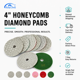 4 Inch Honeycomb Diamond Polishing Pads Wet/Dry for Granite Marble Concrete