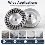 HUANGCHANG 4 Inch Aluminum Diamond Cup Grinding Wheel