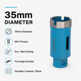35mm M14 Vacuum Brazed Diamond Hole Saw for Porcelain Tile, Ceramic, Marble & Granite