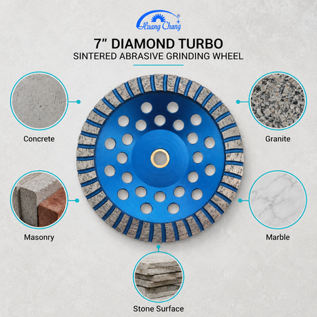 7 Inch Diamond Turbo Grinding Wheel for Concrete, Masonry, Granite & Marble