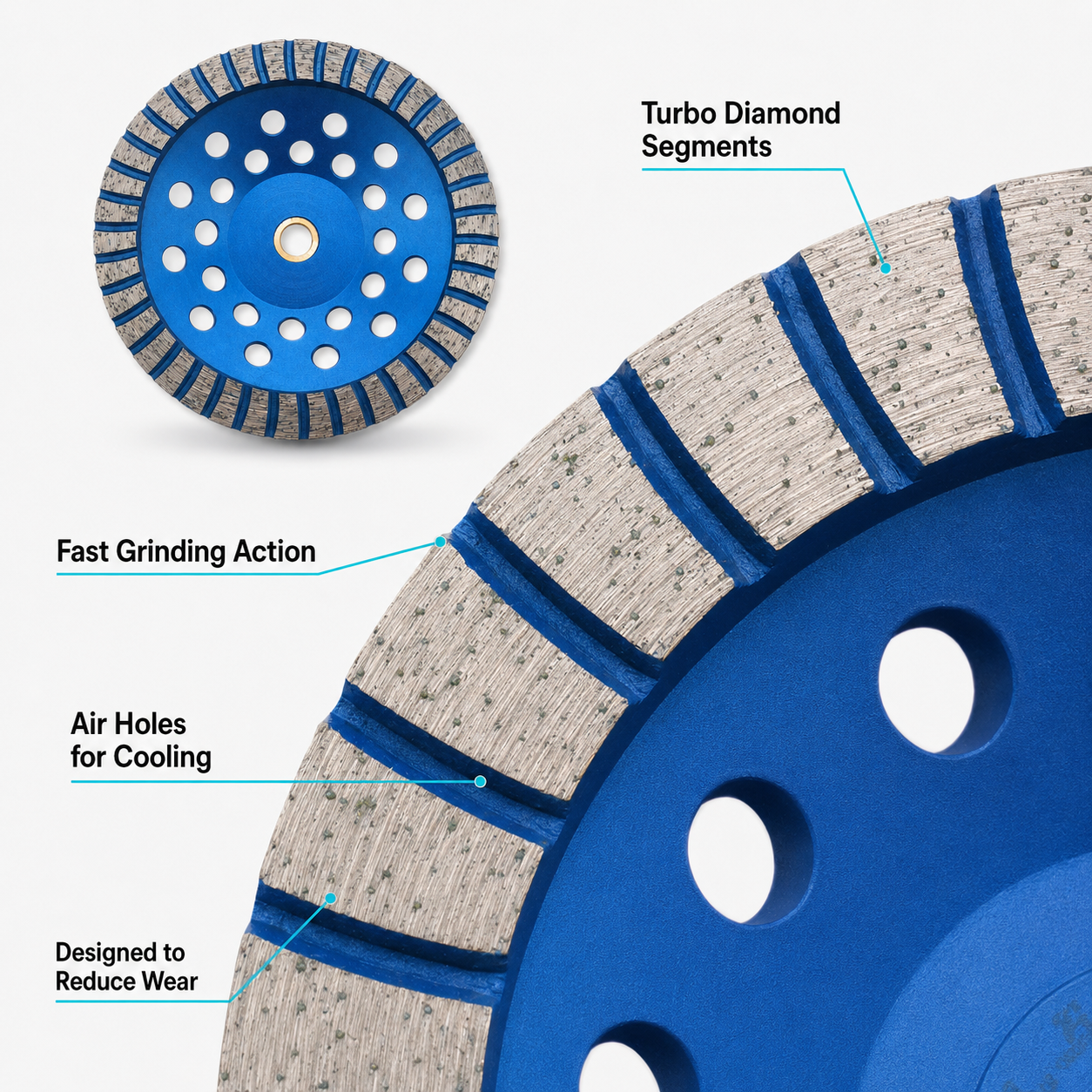 7 Inch Diamond Turbo Grinding Wheel for Concrete, Masonry, Granite & Marble