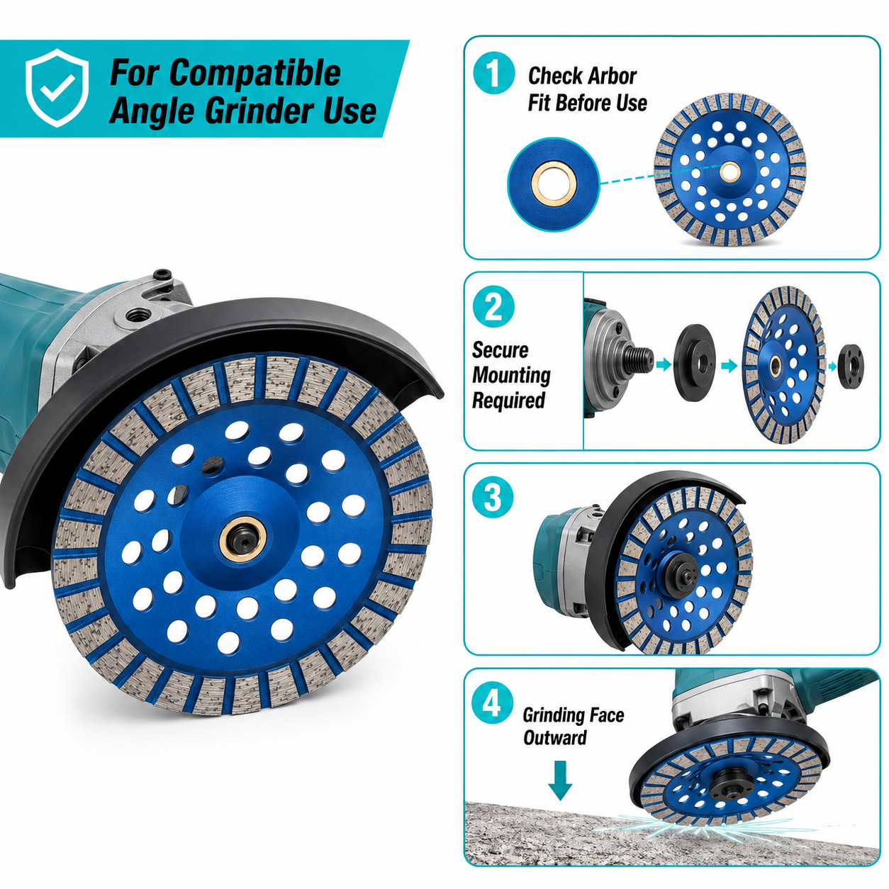7 Inch Diamond Turbo Grinding Wheel for Concrete, Masonry, Granite & Marble