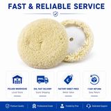 Wool buffing pad front and back with Poland warehouse delivery information