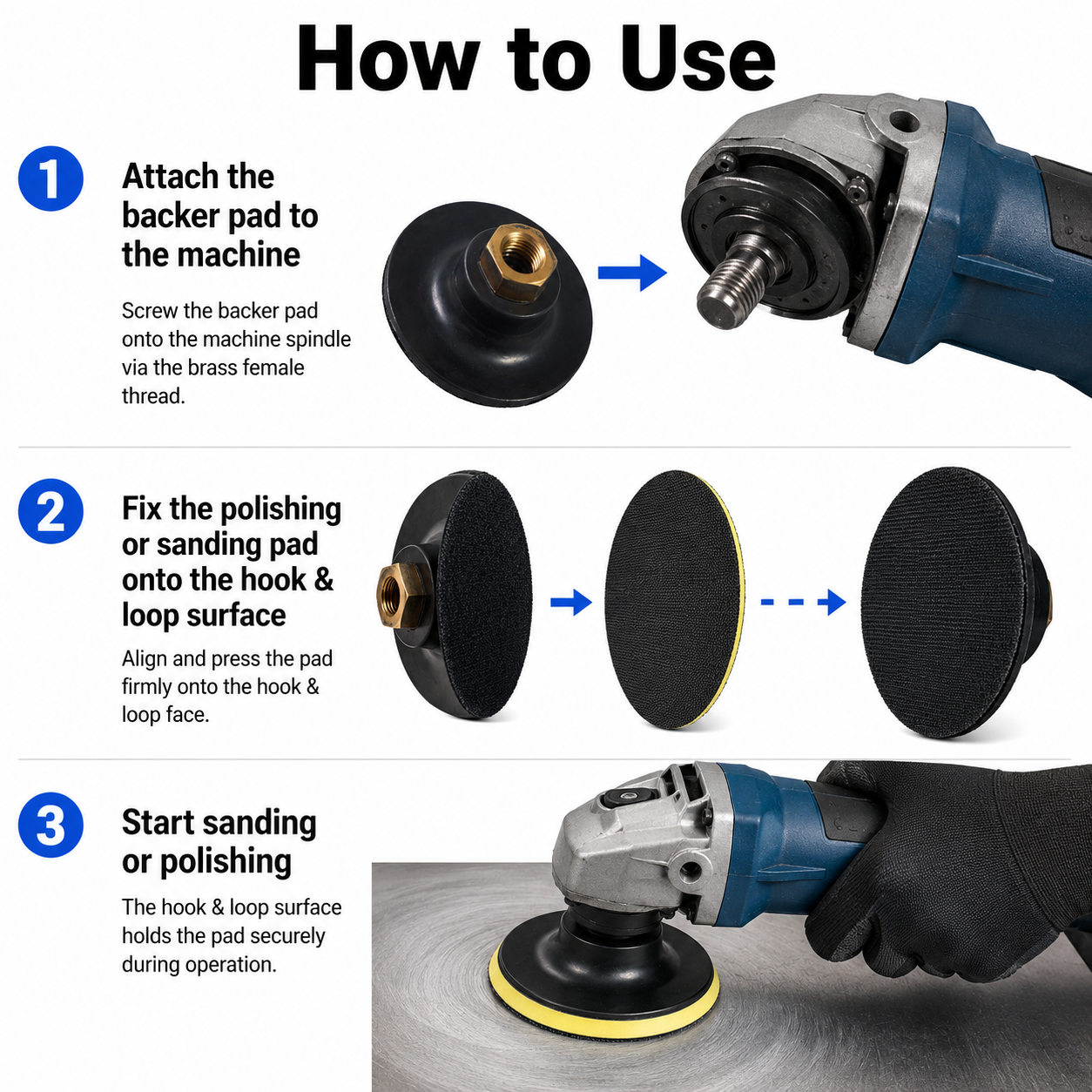 Soft Flexible Rubber Backer Pad Hook and Loop Backing Pad Adapter Connector for Polishing Sanding Buffing Discs
