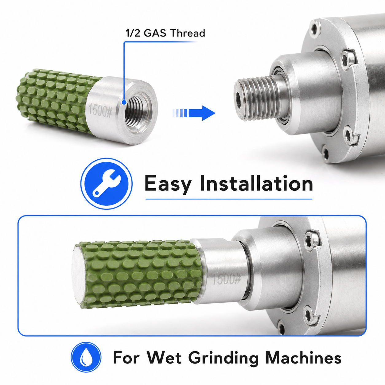 25mm CNC Diamond Resin Drum Wheel for Wet Grinding & Polishing Granite Marble Quartz