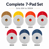 Seven-pad grit sequence from 50 to 3000 grit