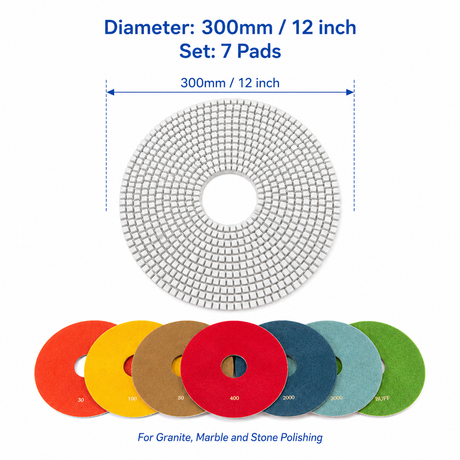 300mm polishing pad size and seven-pad set graphic