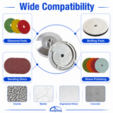 Aluminum snail lock holder with compatible polishing pad application examples