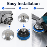 Installation workflow illustration for aluminum snail lock backer pad holder