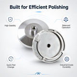 Front and rear product views of aluminum snail lock backer pad holder