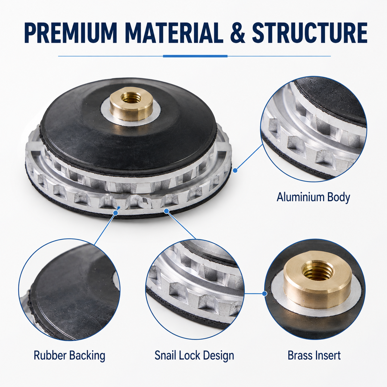 Aluminum Snail Lock Backer Pad Adapter 100/125mm