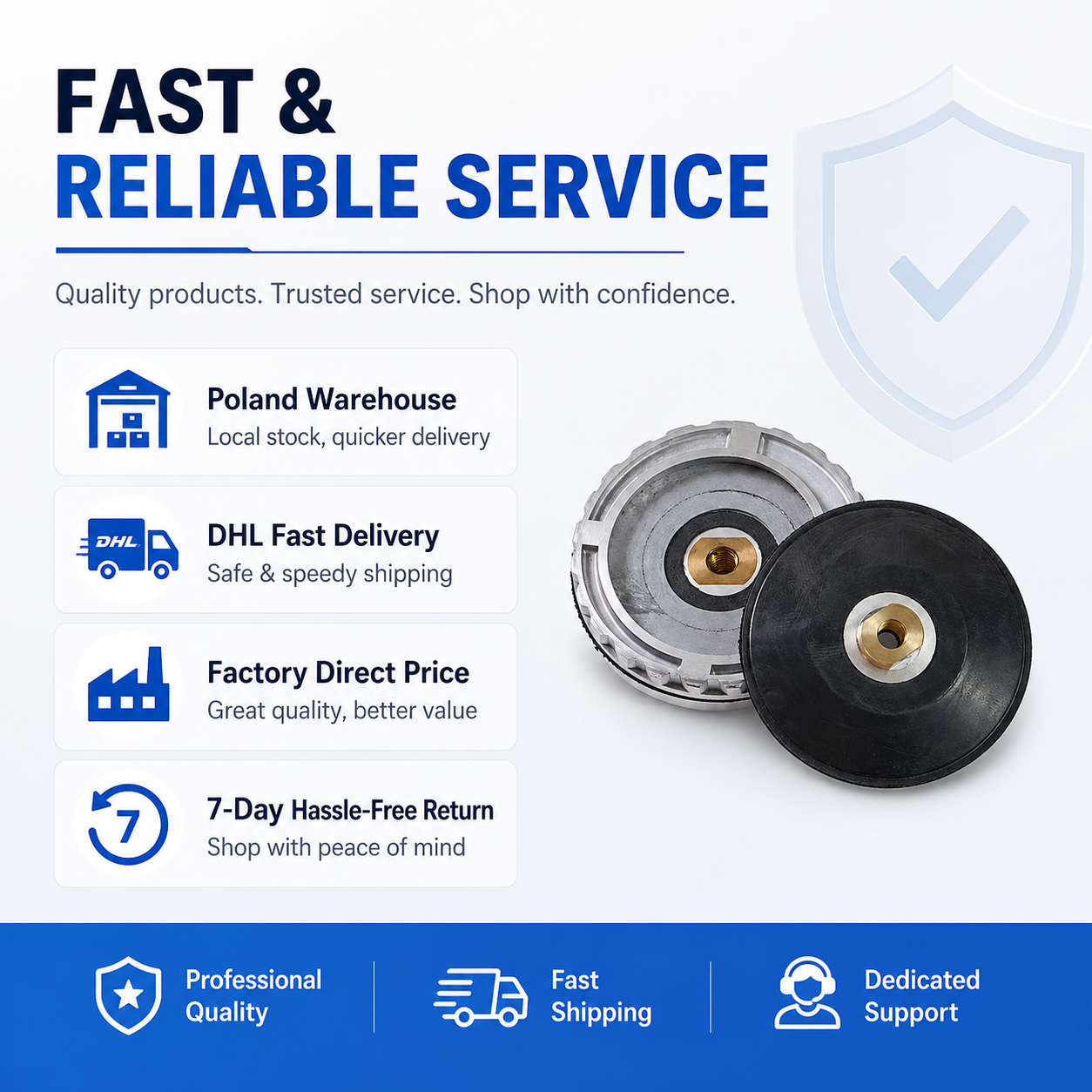 Aluminum Snail Lock Backer Pad Adapter 100/125mm