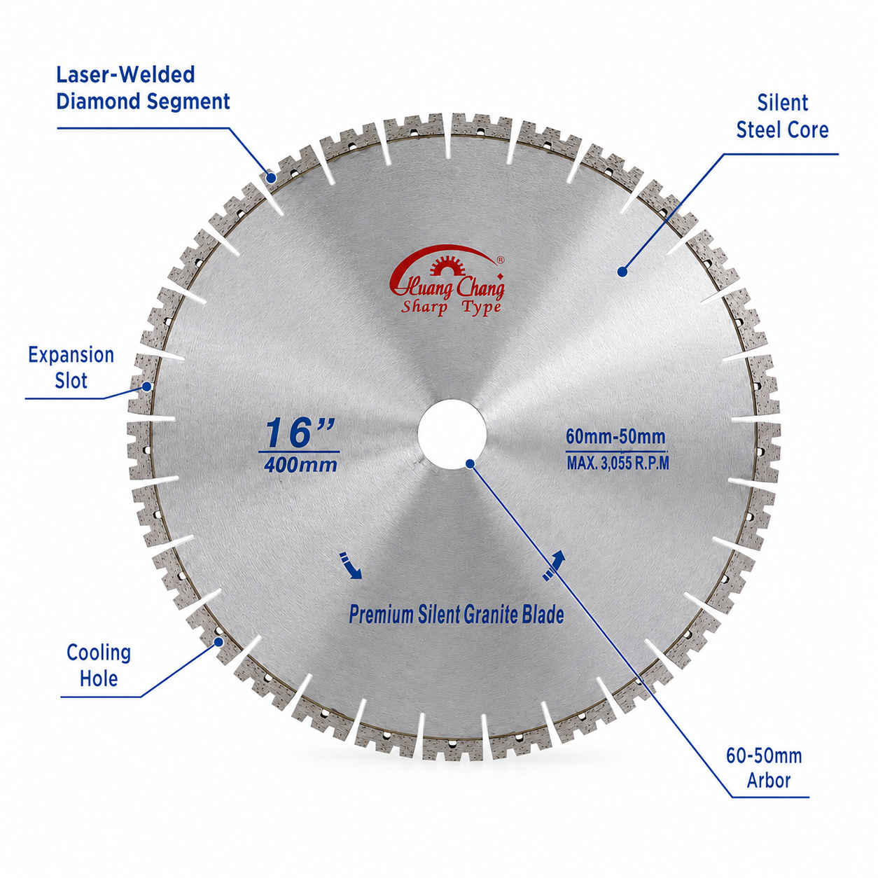 Industrial Silent Diamond Saw Blade for Granite, Concrete & Masonry Cutting
