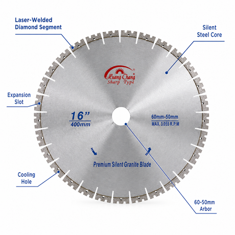 Industrial Silent Diamond Saw Blade for Granite, Concrete & Masonry Cutting