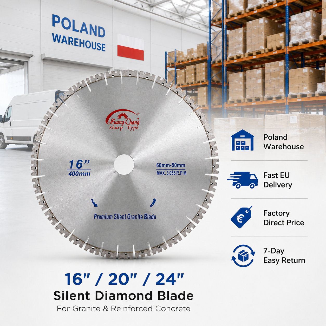 Industrial Silent Diamond Saw Blade for Granite, Concrete & Masonry Cutting