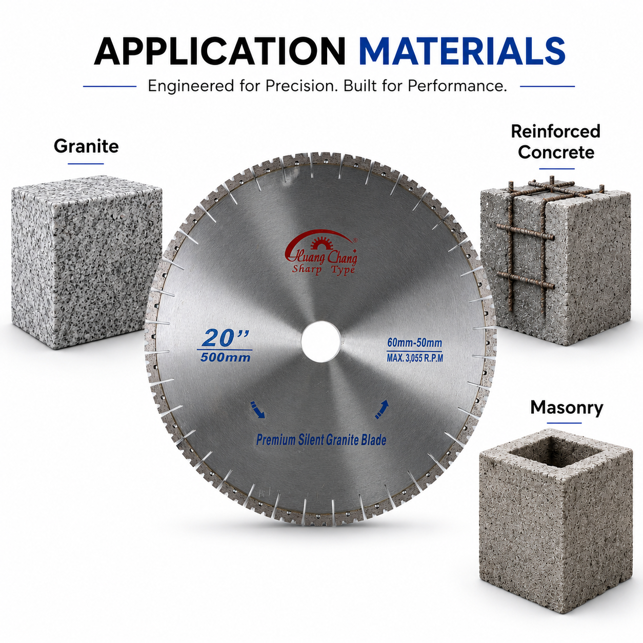 Industrial Silent Diamond Saw Blade for Granite, Concrete & Masonry Cutting