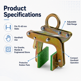 A Shaped Granite Slab Lifting Clamp, Scissor Lifter Clamp, Stone Carry Clamps Slab Lifter for Marble, Granite, Concrete Slabs