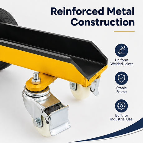 300KG Heavy-Duty 4-Wheel Stone Slab Dolly Cart with Solid Rubber Tires & Locking Casters