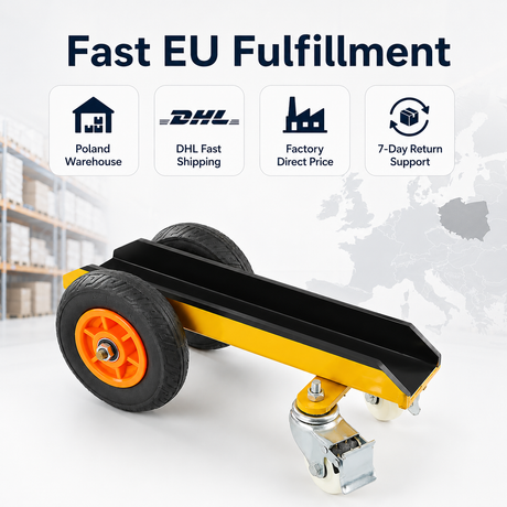 300KG Heavy-Duty 4-Wheel Stone Slab Dolly Cart with Solid Rubber Tires & Locking Casters