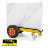 300KG Heavy-Duty 4-Wheel Stone Slab Dolly Cart with Solid Rubber Tires & Locking Casters