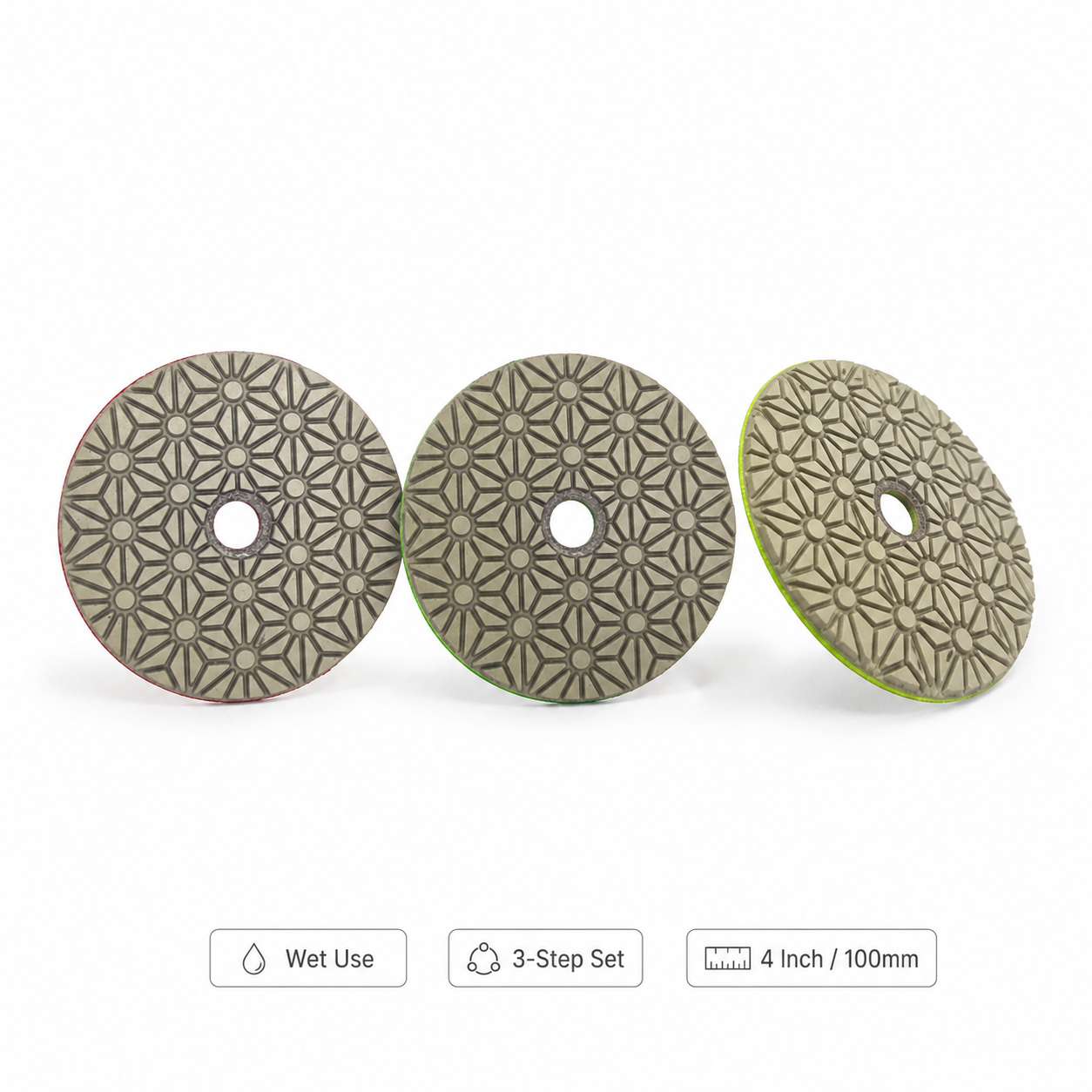 Wet Use 3 Step 4 Inch Diamond Polishing Pads for Granite Marble Quartz Concrete Terrazzo