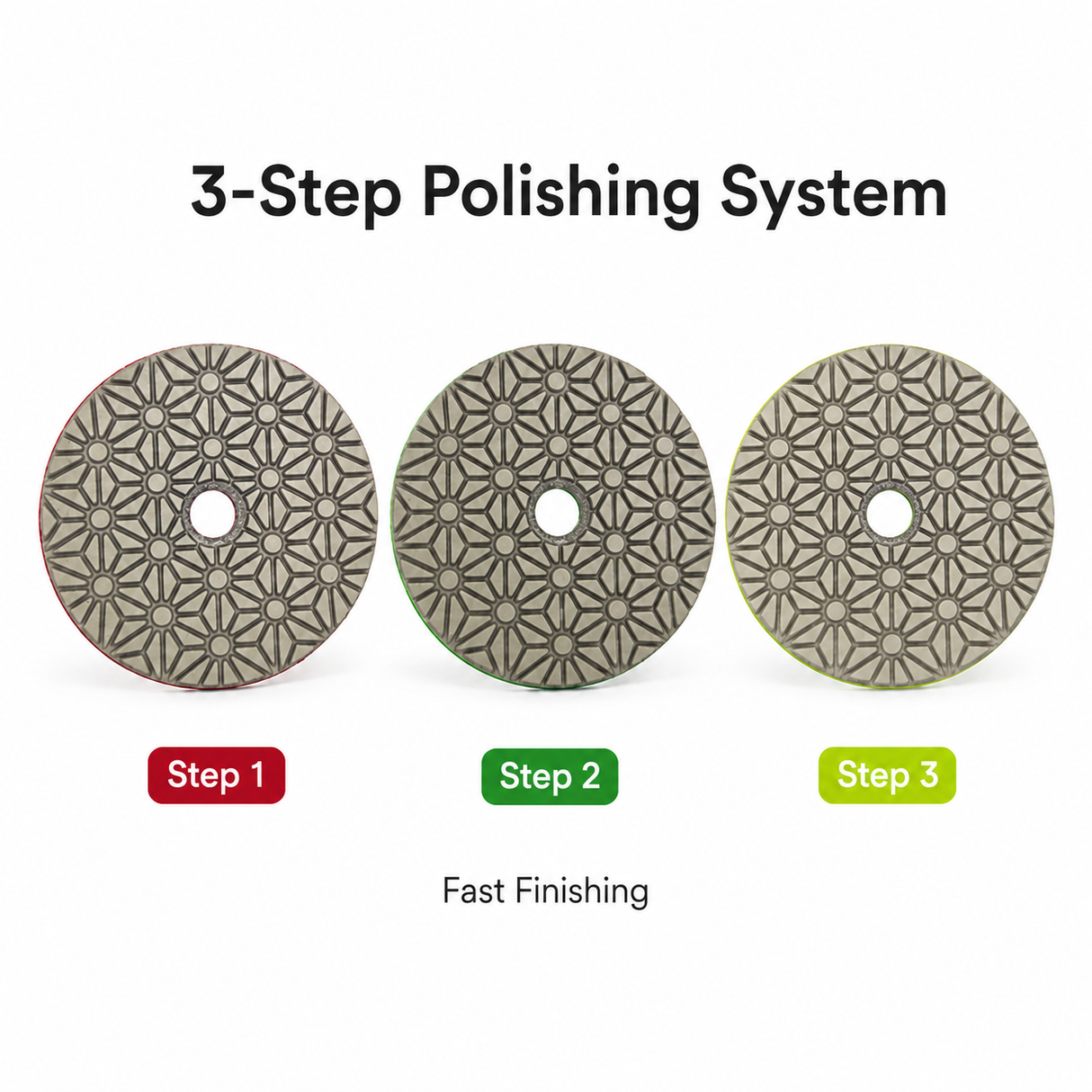 Wet Use 3 Step 4 Inch Diamond Polishing Pads for Granite Marble Quartz Concrete Terrazzo