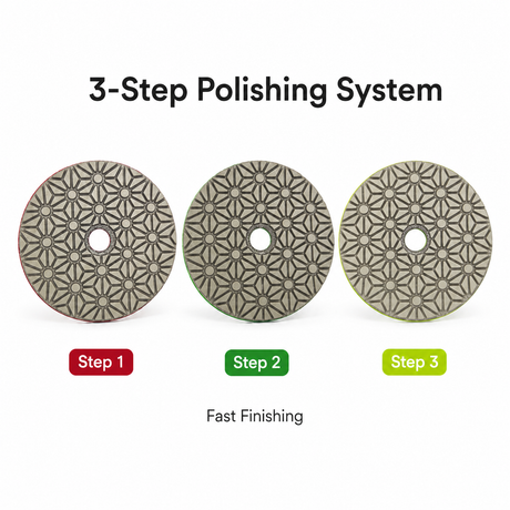 Wet Use 3 Step 4 Inch Diamond Polishing Pads for Granite Marble Quartz Concrete Terrazzo