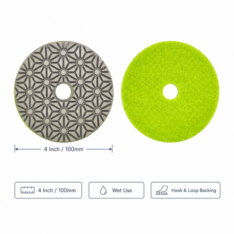 Wet Use 3 Step 4 Inch Diamond Polishing Pads for Granite Marble Quartz Concrete Terrazzo