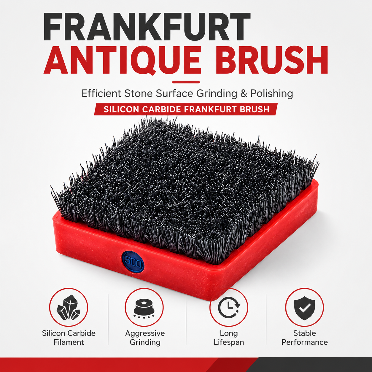 Silicon Carbide Frankfurt Brush for Antique Stone Finish - product detail view