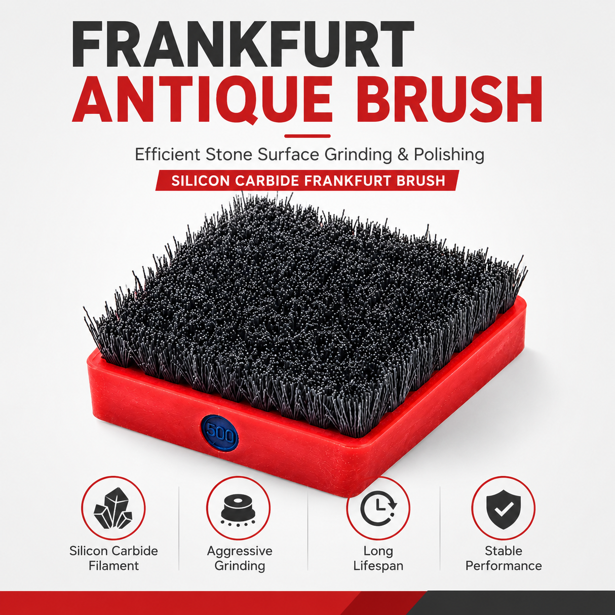 Silicon Carbide Frankfurt Brush for Antique Stone Finish - product detail view