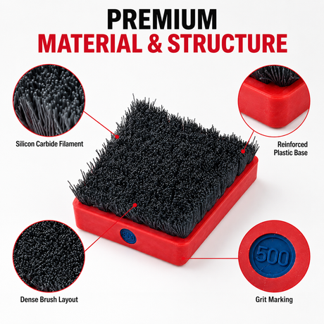 Silicon Carbide Frankfurt Brush for Antique Stone Finish - working surface view