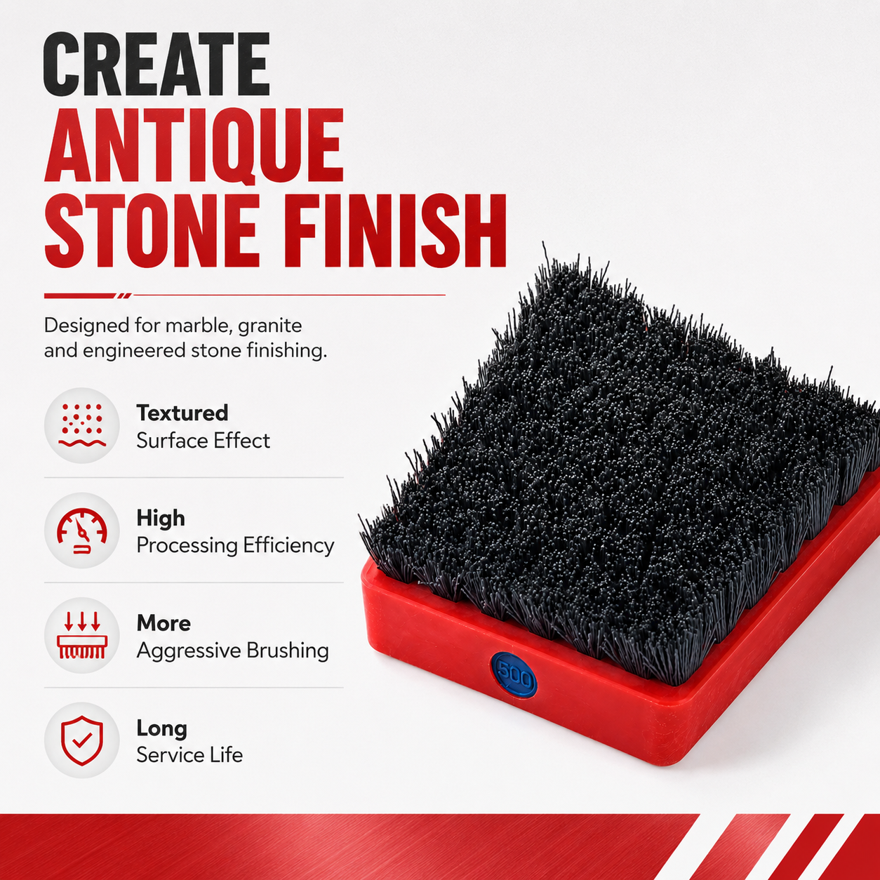 Silicon Carbide Frankfurt Brush for Antique Stone Finish - gallery detail view