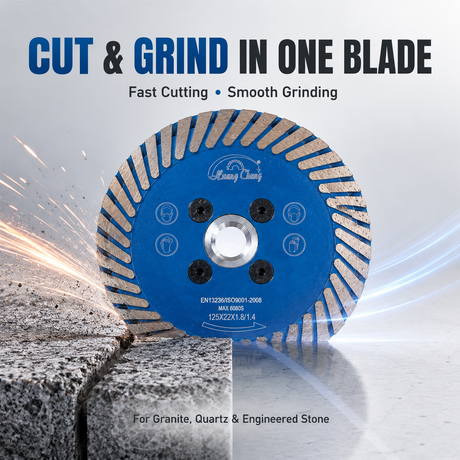 HUANG CHANG GC4 Granite Cutter Cutting and Grinding Disc 125mm/230mm Diamond Saw Blade for Granite Quartz Engineered Stone Concrete, 22.23mm Arbor / Flange