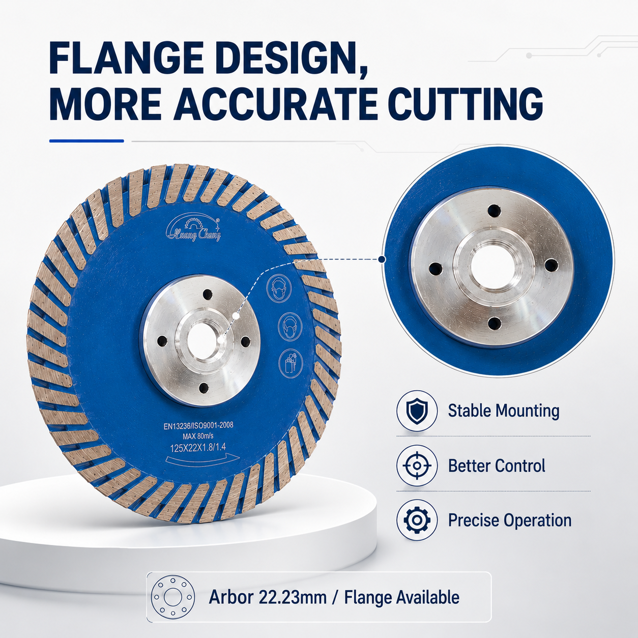 HUANG CHANG GC4 Granite Cutter Cutting and Grinding Disc 125mm/230mm Diamond Saw Blade for Granite Quartz Engineered Stone Concrete, 22.23mm Arbor / Flange