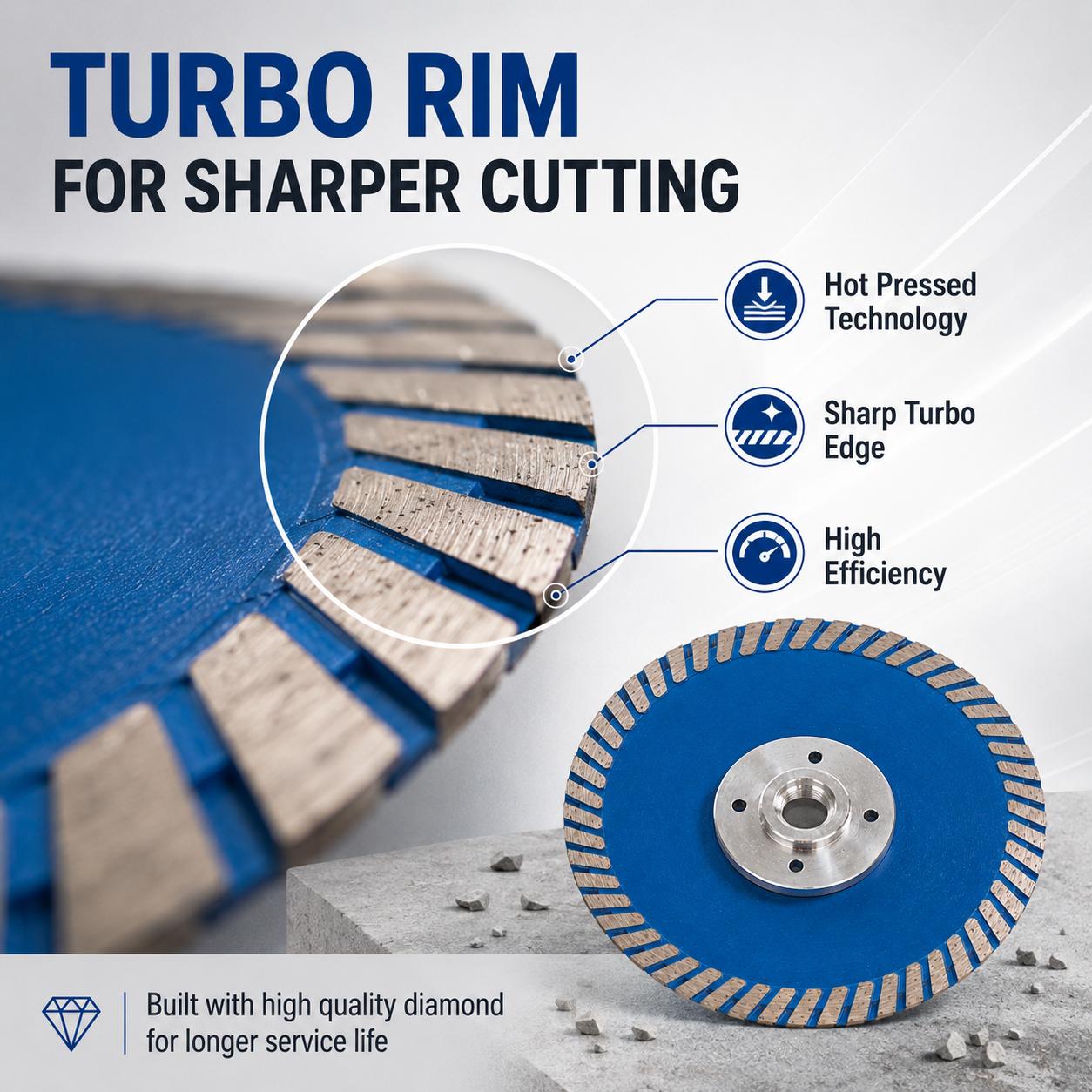 HUANG CHANG GC4 Granite Cutter Cutting and Grinding Disc 125mm/230mm Diamond Saw Blade for Granite Quartz Engineered Stone Concrete, 22.23mm Arbor / Flange