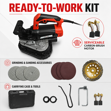 GS-8180 grinder kit with abrasives carrying case and tools