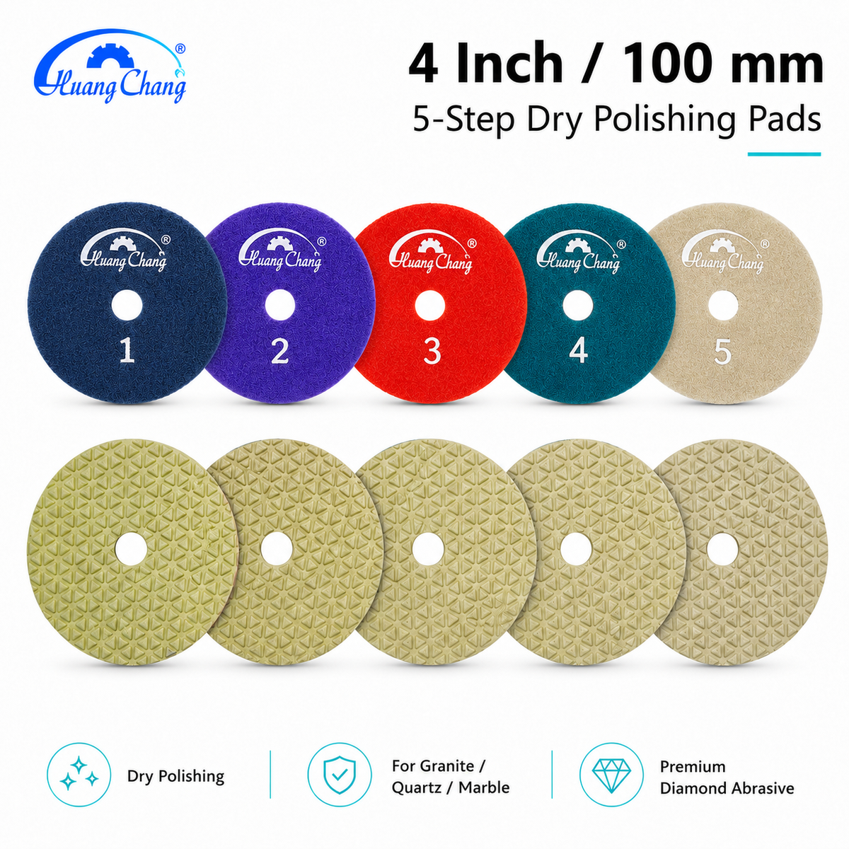 4 Inch 5-Step Dry Diamond Polishing Pad Set