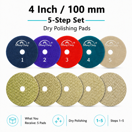 4 Inch 5-Step Dry Diamond Polishing Pad Set