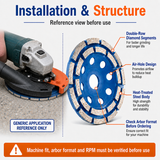 Convex Double Row Diamond Cup Grinding Wheel Disc for Granite Marble Quartz Concrete