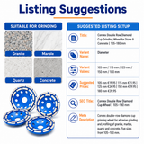 Convex Double Row Diamond Cup Grinding Wheel Disc for Granite Marble Quartz Concrete