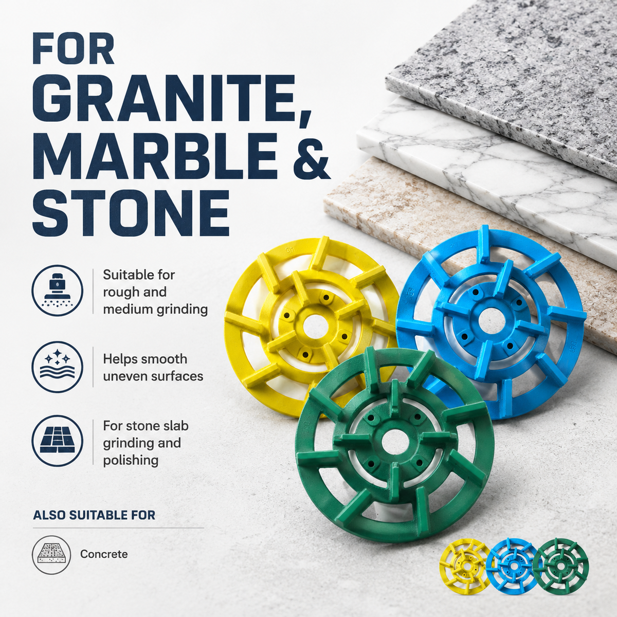 Metal Bond Diamond Grinding Disc for Marble & Granite | 150–250mm