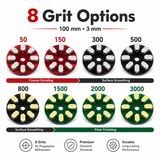 100mm Resin Bond Diamond Grinding Disc for Granite & Marble | 50-3000 Grit