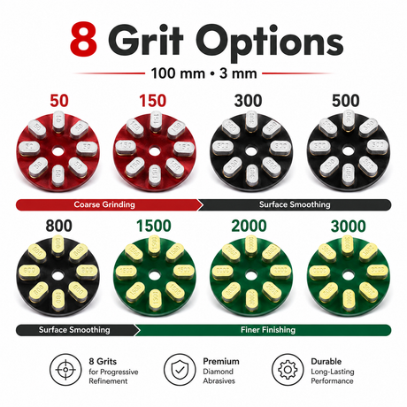 100mm Resin Bond Diamond Grinding Disc for Granite & Marble | 50-3000 Grit