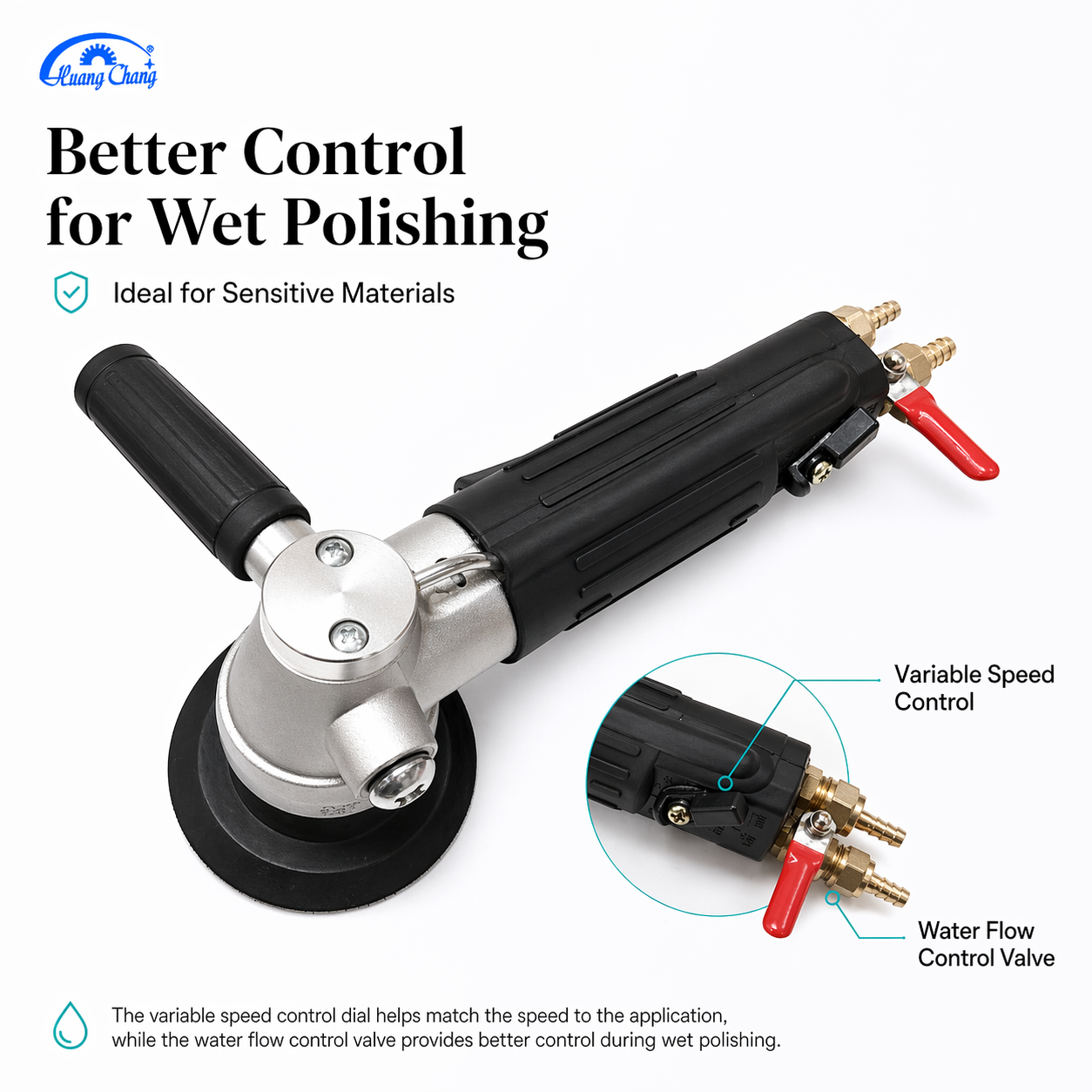 Huang Chang 4" Pneumatic Wet Polisher for Granite, Marble, Concrete & Terrazzo