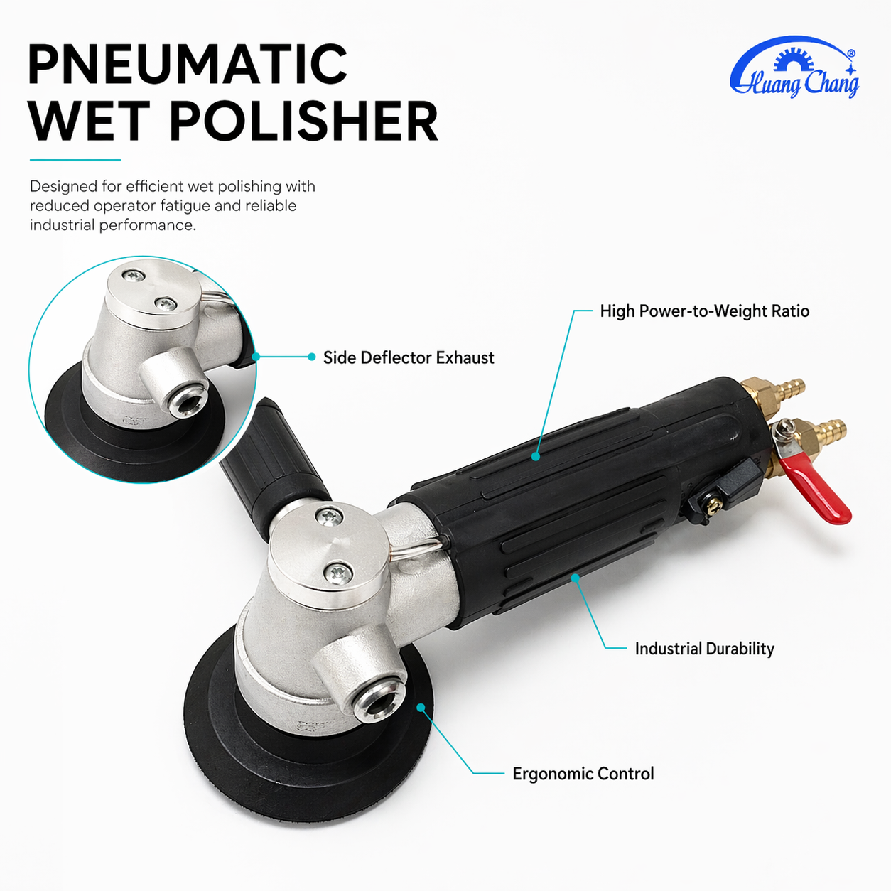 Huang Chang 4" Pneumatic Wet Polisher for Granite, Marble, Concrete & Terrazzo